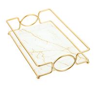 SOPOTUTU Bathroom Vanity Tray Gold White Makeup Organizer Perfume Storage Shelf for Countertop Decorative Cosmetic Holder with Spacious Design Easy Installation for Bathroom Bedroom