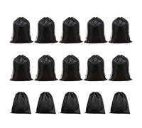 SOPOTUTU Black Non-Woven Fabric Double Drawstring Storage Bags 15pcs Set - 5pcs 150x200mm 10pcs 200x270mm Dustproof Packaging Pouches for Travel and Home Organization