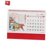SOPOTUTU Chinese Style Monthly Desk Calendar with Embossed Gold Accents Stable Base Standing Flip Calendar for Office Organization and Desktop Use Authentic Cultural Design