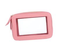 SOPOTUTU Clear Travel Makeup Bag with Handle Transparent PVC Cosmetic Organizer Zippered Toiletry Pouch for Women Portable Personal Wash Bag for Airport Security and Daily Use