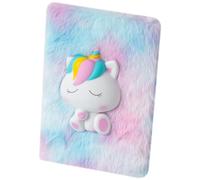 SOPOTUTU Colorful Tie Dye Plush Notebook for Soft Fuzzy Kawaii Journal Diary Plush Diary for School Travel Secret Notes and Holiday