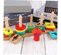 SOPOTUTU Colorful Wooden Geometrical Shape Matching for Early Development Safe Sturdy Beech Wood Blocks with Rounded Edges Enhances Hand-eye Coordination Logical Thinking and Creativity