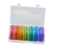 SOPOTUTU Compartments Rainbow Color Weekly Pill Organizer Box Portable Round Medicine Holder with Separate Mini Compartments Food-Grade Wheat Fiber Storage Case for Travel and Daily