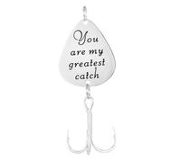 SOPOTUTU Creative Stainless Steel Triple Hook Fishing Lure with You Are My Greatest Catch Guitar Pick Pattern Strong Metal Treble Hooks for Deep Water Fishing Bait Outdoor Tackle for