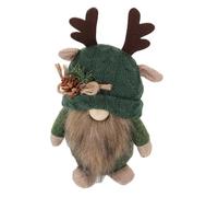 SOPOTUTU Cute Christmas Gnome Doll with Deer Antlers Knitted Forest Theme Tabletop Decoration for Home Versatile Desktop Ornament for Holiday and Winter Shelf Decor