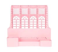 SOPOTUTU Detachable Large Capacity File Organizer Box Sturdy High-grade Plastic Desktop Book and Document Holder Multi-compartment Kawaii Desk Accessories for Office Study Dormitory Library