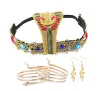SOPOTUTU Egyptian Costume Accessories Snake Headband and Bracelets Lightweight Decorative Headpiece for Halloween and Party Wear Unisex Egyptian Jewellery
