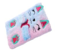 SOPOTUTU Fluffy Cartoon Cat Notebook Small Multi Function Diary Book for Students Cute Plush Cover for Writing Travel Journals Creative Notes and Idea Recording