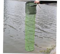 SOPOTUTU Foldable Fishing Guard Net with Quick Drying PU Coating Fish Protective Basket for Carp and Multiple Fish Storage Easy to Clean Mesh Cage with Stainless Steel Ground Fork