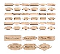 SOPOTUTU Handmade Wooden Label Buttons 50pcs Double Holes Elegant Style Easy to Sew for Sewing Crafts Decoration