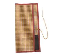 SOPOTUTU Japanese Art Supplies Calligraphy Brush Roll up Case Bamboo and Cloth Portable Pencil Storage Bag with Cotton Rope for Artists