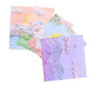 SOPOTUTU Japanese Style Memo Pads with Oil Painting Landscape Design Page Self Stick Note Pads for Writing Invitations Cute Stationery for Creative Projects Reusable Adhesive