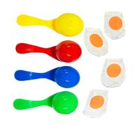 SOPOTUTU Kids Egg and Spoon Race Game Set 4 Colorful Balance Toys for Outdoor Fun Interactive Training Equipment for Parties and Team Building Activities
