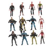 SOPOTUTU Military Action Figure Set Plastic Special Forces Soldier and Zombie Dolls 10cm Joint Movable Model Toys for Party Pranks and Festival Games 12pcs Random Style