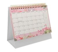 SOPOTUTU Mini Desk Calendar Pink Compact Monthly Planner Standing Flip Design Thick Paper Smooth Page Turn for Home Office Decor Portable Daily Scheduling