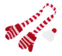 SOPOTUTU Mini Knitted Scarf and Gloves Set for Dolls, Red and White Miniature Knit Accessories, Christmas Doll Clothing for Miniature Scenes and Xmas Party Decor