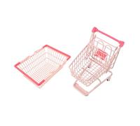 SOPOTUTU Mini Shopping Cart and Basket for Portable Cosmetic Storage Organizer with Design Compact Desktop Decor Lightweight and Practical for Makeup and Store Play
