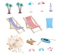 SOPOTUTU Miniature Beach Chair Micro Landscape Decoration for Dollhouse Summer Scene Prop Material Fun Seaside Theme Ornament for Mini Home Gardening