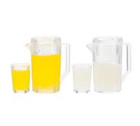 SOPOTUTU Miniature Dollhouse Milk and Orange Juice Pitcher Set, 4pcs Tiny Kitchen Accessories with Milk Cups and Juice Jugs for Doll House Decor and Pretend Play