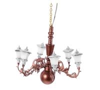 SOPOTUTU Miniature Tiny House Ceiling Lamp Scale Moss Micro-landscape Decoration with Warm White Light Living Lighting Model for Dollhouse and Sand Table Scenes