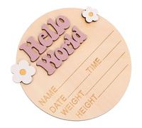 SOPOTUTU Name Sign Birth Announcement Plaque for Newborns Durable Natural Wood Milestone Card for Shower Decoration and Photo Prop Gift