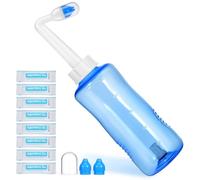 SOPOTUTU Nasal Rinse Bottle 500ml with 40 Packets Rinse Salt, Wash Squeeze Nose Cleaner for Adults, Portable Sinus Irrigation Device for Nasal Flush and Allergy Relief