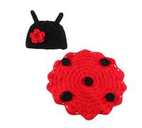 SOPOTUTU Photography Prop Set Newborn Seven-Star Ladybug Knitted Costume Unisex Outfit Hat and Pants for Photoshoot