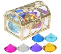 SOPOTUTU Pirate Treasure Chest with Diving Gems Summer Pool Dive Diamonds for Non Fading Treasure Box for Fun Underwater Play and Party Decorations Random Color