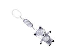 SOPOTUTU Plush Hanging Animal Toy for Baby Stroller and Infant Crib, Gray Fox Wind Chime Baby Grasping Feature, Soft Hanging Toy Suitable for Newborns and Toddlers