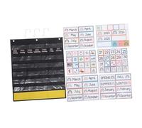 SOPOTUTU Preschool Calendar for Classroom Hanging Pocket Chart Canvas Material Educational Chart for Learning Dates Seasons Holidays Development