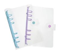 SOPOTUTU PVC Notebook Cover 2Pcs Detachable Binder Shell, A6 Size, Refillable for Scrapbooking and Office Use, Hibiscus Purple Sky Blue