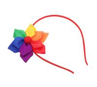 SOPOTUTU Rainbow Flower Headband Soft Cloth Floral Ribbon Hairband for Women Boho Festival Party Accessory with Vibrant Rainbow Hues Elegant Feminine Charm Comfortable All Day Fit