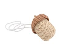 SOPOTUTU Rattan Basket Shaped Bag Purse Lightweight Indonesian Rattan Fine Workmanship Fashion Crossbody for Dress up Pretend Play