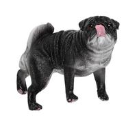 SOPOTUTU Realistic Pug Dog Figurine Puppy Ornament for Home Office Desk Decor Detailed Black Pug Model for Garden Shelf and Indoor Decorative Display