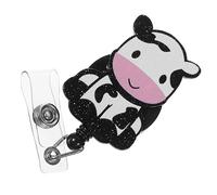 SOPOTUTU Retractable Nurse Badge Reel with Clip Cute Cow Design Portable Badge Holder for Office and Id Card and Key Holder for Healthcare and Industrial Workers