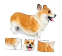 SOPOTUTU Simulated Welsh Corgi Model Small Animal Figurine for Cognitive Learning Decorative Plastic Dog Model White Yellow for Home Office Display