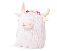 SOPOTUTU Stuffed Highland Cow Plush Soft Farm Animal Doll for Realistic Cuddly Stuffed Cow with Bright Colors Comfortable Touch Gift and Party Decoration