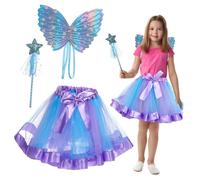 SOPOTUTU Tutu Skirt Set for Butterfly Wings and Wand Elastic Waist Tulle Skirt Costume for Birthday Parties and Halloween Dress-up Comfortable and Lightweight