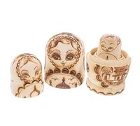 SOPOTUTU Unpainted Russian Nesting Dolls with Double-headed Eagle Design Wooden DIY Craft Kit for Art Projects and Home Decoration Handmade Precision Carved Symbolic