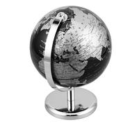 SOPOTUTU Vintage 14cm Black and Silver Desk Table Globe for Home and Office Decor, European Style Mini Antique Desktop Globe Ornament with English Map