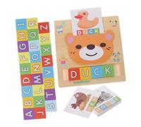 SOPOTUTU Wooden Alphabet Learning Blocks Educational for Letter Recognition Spelling Game Interaction Early Education
