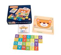 SOPOTUTU Wooden Alphabet Puzzle for Large Solid Blocks with Smooth Edges Educational Spelling Game for Early Learning Safe Non-swallow Design Creative Stem Play