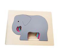SOPOTUTU Wooden Animal Puzzle for Early Education Color and Cognition Game Smooth Polished Surface Hand Eye Coordination Development Preschool Learning for Boys and Elephant Design