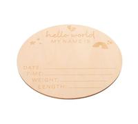SOPOTUTU Wooden Announcement Sign 5.8 Inch Round Newborn Name Keepsake Birth Announcement Board for Girl Boy Nursery Photo Prop