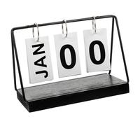 SOPOTUTU Wooden Desktop Countdown Calendar Ornament Reusable Perpetual Block Calendar for Home Office Decoration Manual Month Date Display Chic Black Tabletop Decor Anniversary Reminder