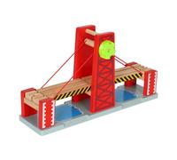 SOPOTUTU Wooden Drawbridge Bridge Railroad Bridge Train Tracks Toys with Red and Plastic Wood Materials, Stimulates Logical Thinking and Helps Children Learn about Environment, for Holiday