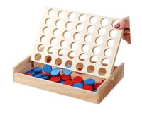 SOPOTUTU Wooden Four Row Game Board for Adults Interactive Checker Educational Family Game Enhancing Logical Thinking and Fun Color Natural Wood Finish