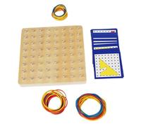 SOPOTUTU Wooden Geoboard Educational for Geometry Puzzle Board for Shape Learning Fine Motor Skill Development Creativity and Imagination Activities Montessori Math Teaching Tool