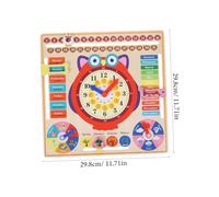 SOPOTUTU Wooden Owl Teaching Clock for Board for Learning Date Week Seasons Educational Cognition with Texture for Early Childhood Development