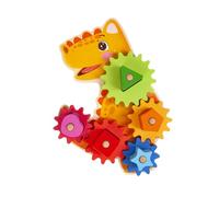 SOPOTUTU Wooden Preschool Educational Gear Matching Set with Dinosaur Theme Geometric Building Blocks for Early Learning and Skill Development